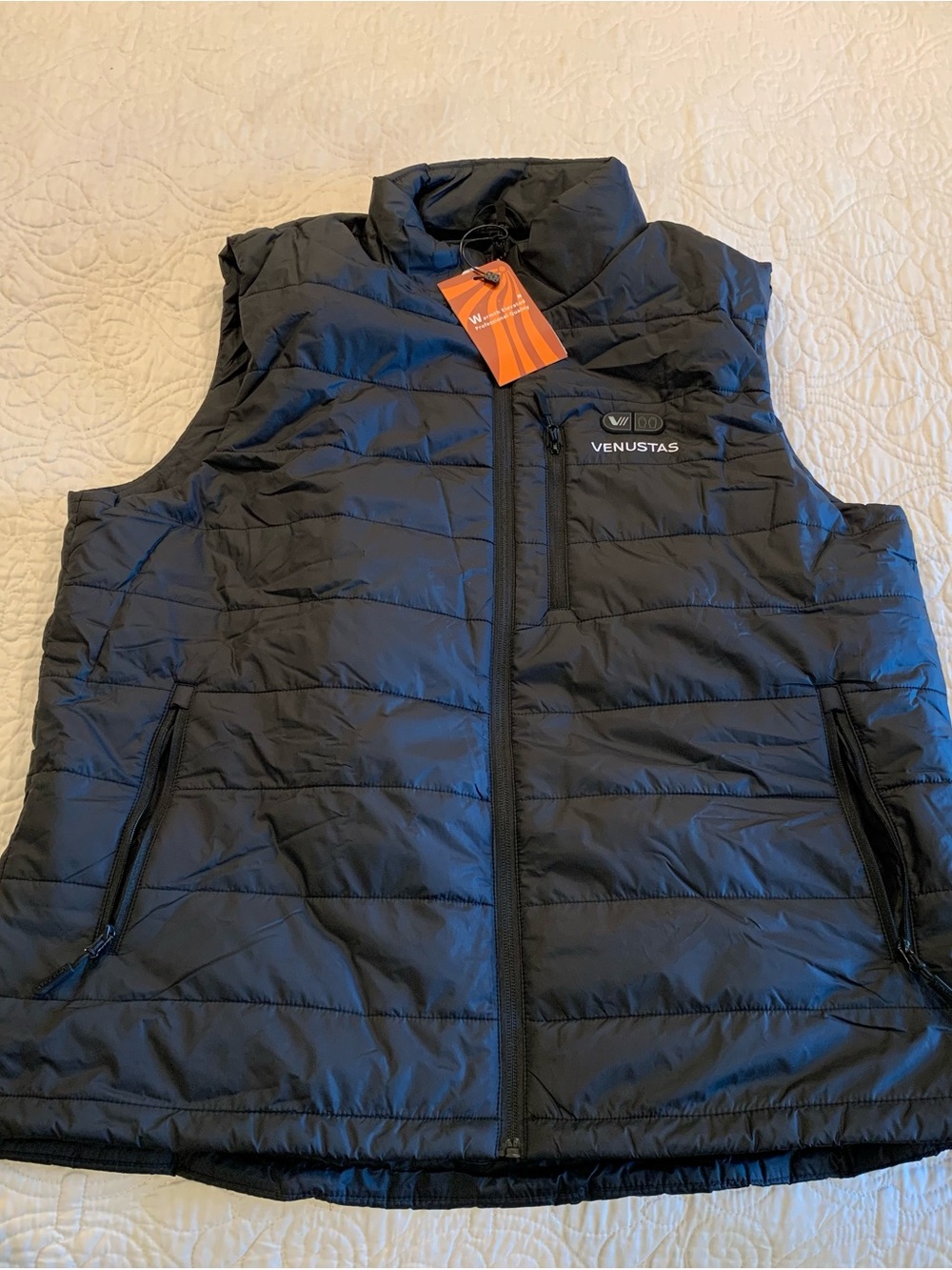 VENUSTAS-Men's Heated Black Quilted Puffer Vest